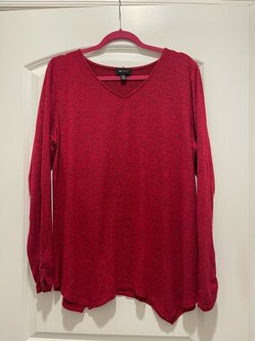 Basic Editions Deep Red V-Neck Pullover Top